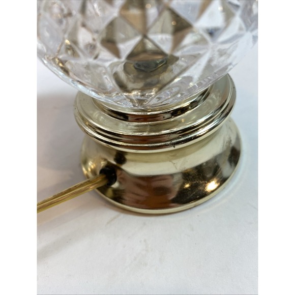 2 Vintage Clear Glass 8" Gold Base Table Lamps Accent Light Lamp Defects Working - Picture 15 of 16